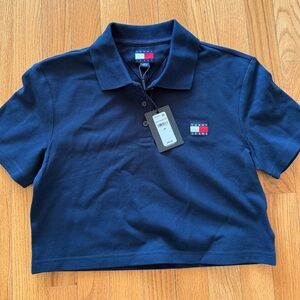 NWT Tommy Hilfiger Navy Cropped Polo Shirt